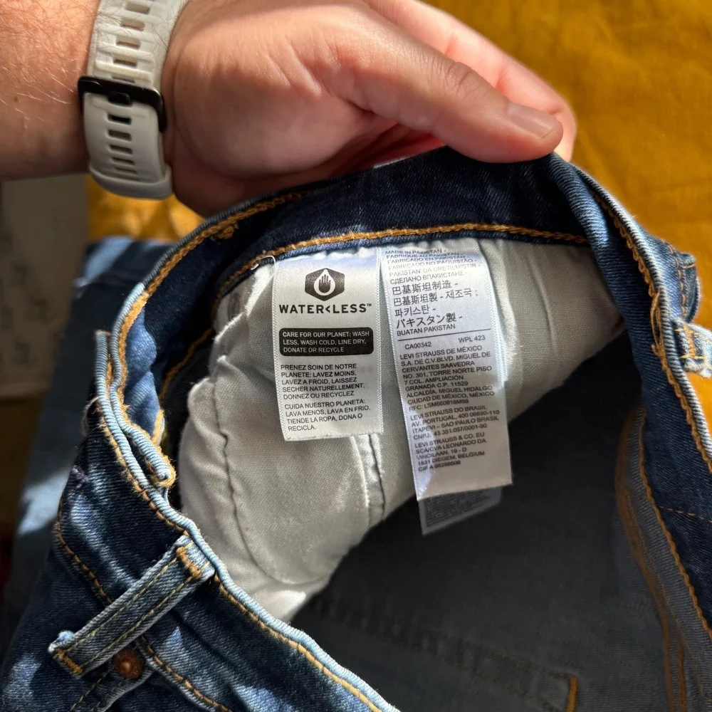 Levi Strauss 502 Mens Blue Denim Jeans W33 L30‎ Taper Fit Waterless